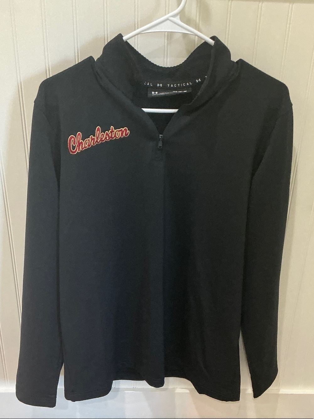 Under Armour Black Quarter-Zip Sweatshirt with Red Charleston Script